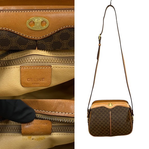 Celine Macadam Blason Triomphe Pattern Mini Shoulder Bag Brown - Picture 3 of 11